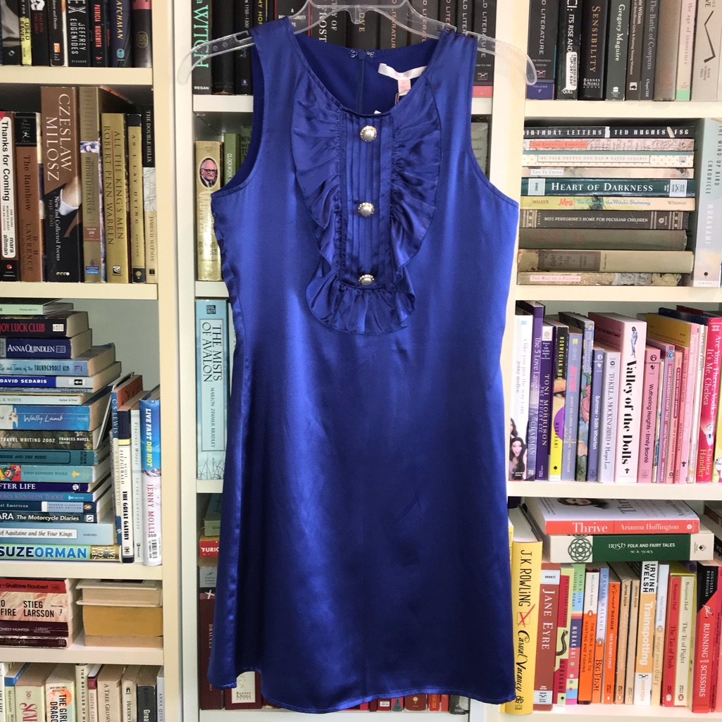 Anthropologie Jenny Han Blue Ruffle Sleeveless Silk Dress